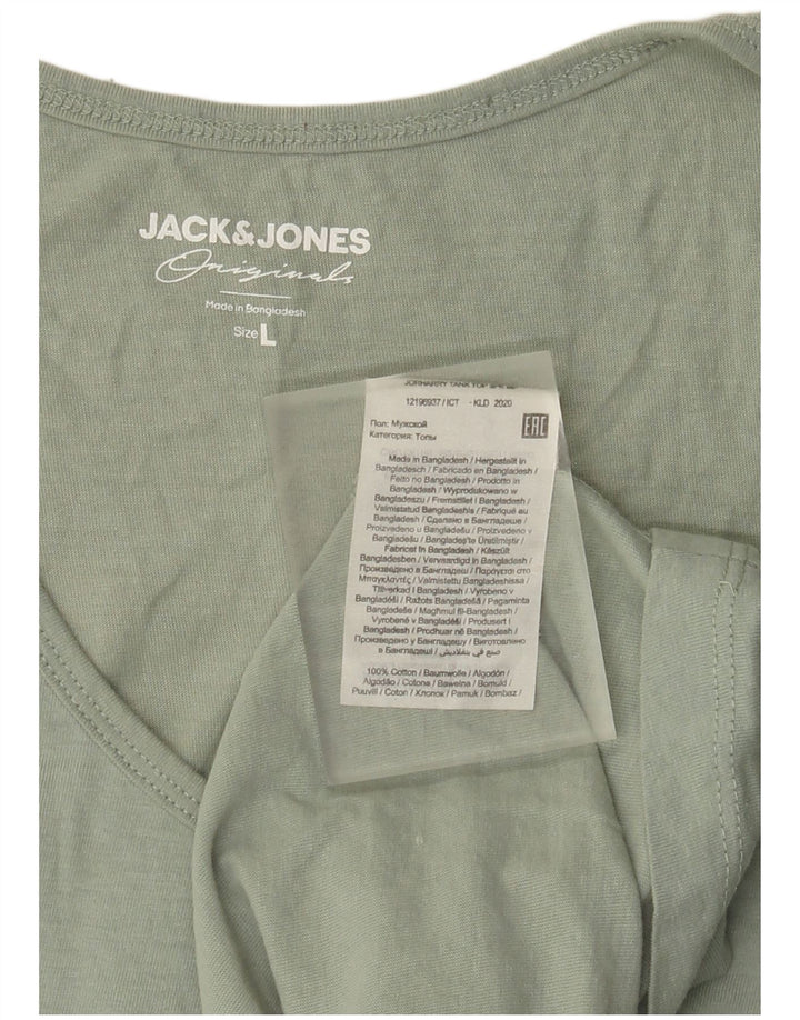 Jack & Jones Mens Graphic Vest Top Large Green Cotton