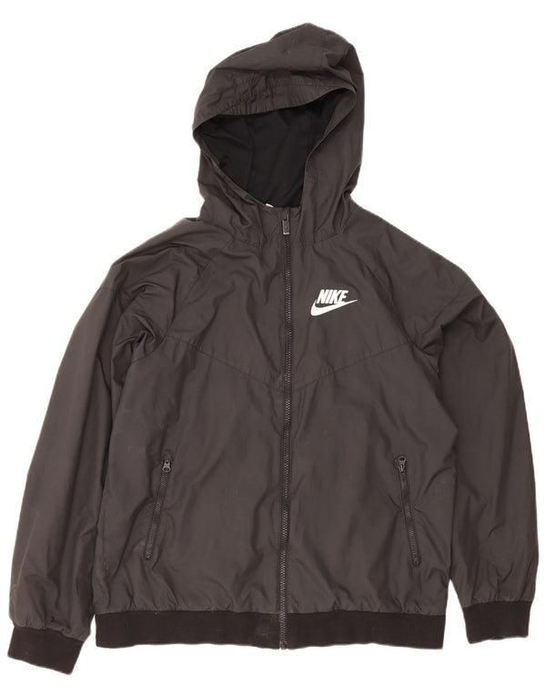 Nike Boys Hooded Tracksuit Top Jacket 13-14 Years XL Black Polyester