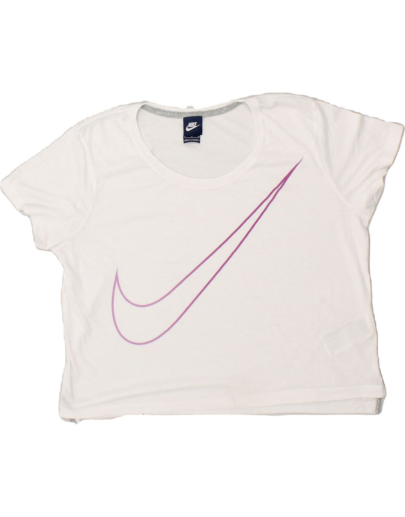 NIKE Womens Loose Fit Graphic T-Shirt Top UK 14 Medium White | Vintage Nike | Thrift | Second-Hand Nike | Used Clothing | Messina Hembry 