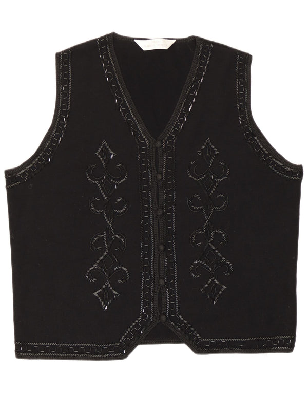 Marks & Spencer Womens Graphic Waistcoat UK 20 2XL  Black Acrylic