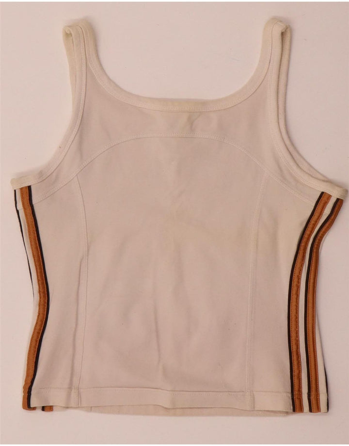 ADIDAS Womens Vest Top UK 14 Medium  Off White Polyester