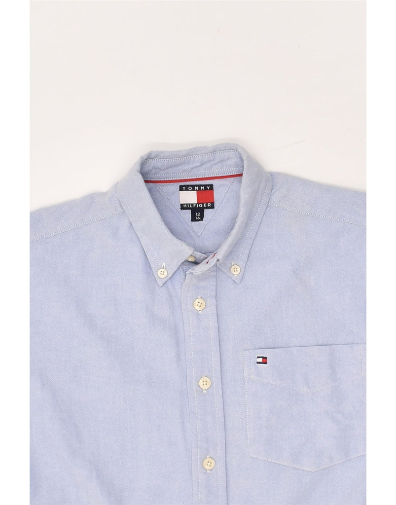 TOMMY HILFIGER Boys Shirt 11-12 Years Medium Blue Cotton | Vintage Tommy Hilfiger | Thrift | Second-Hand Tommy Hilfiger | Used Clothing | Messina Hembry 