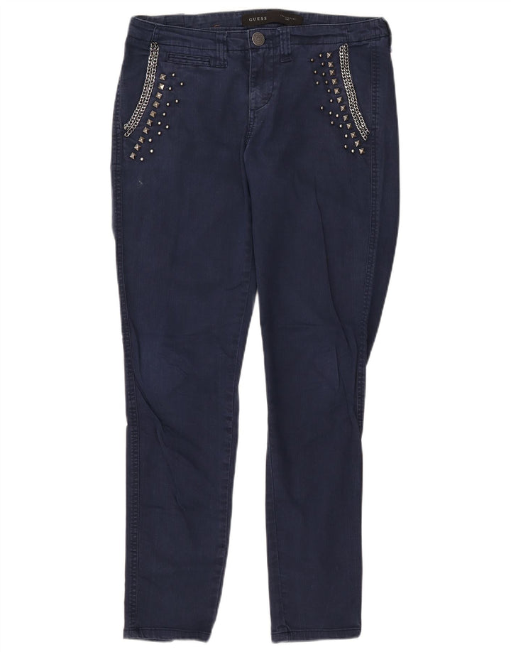GUESS Womens Slim Jeans W27 L28 Navy Blue Cotton