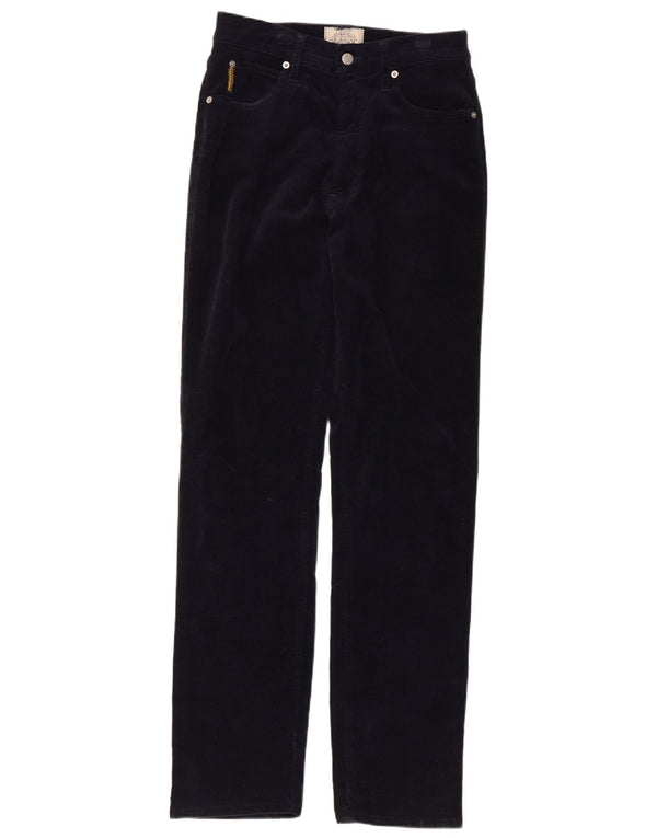 Armani Womens Straight Casual Trousers W31 L32 Navy Blue Cotton