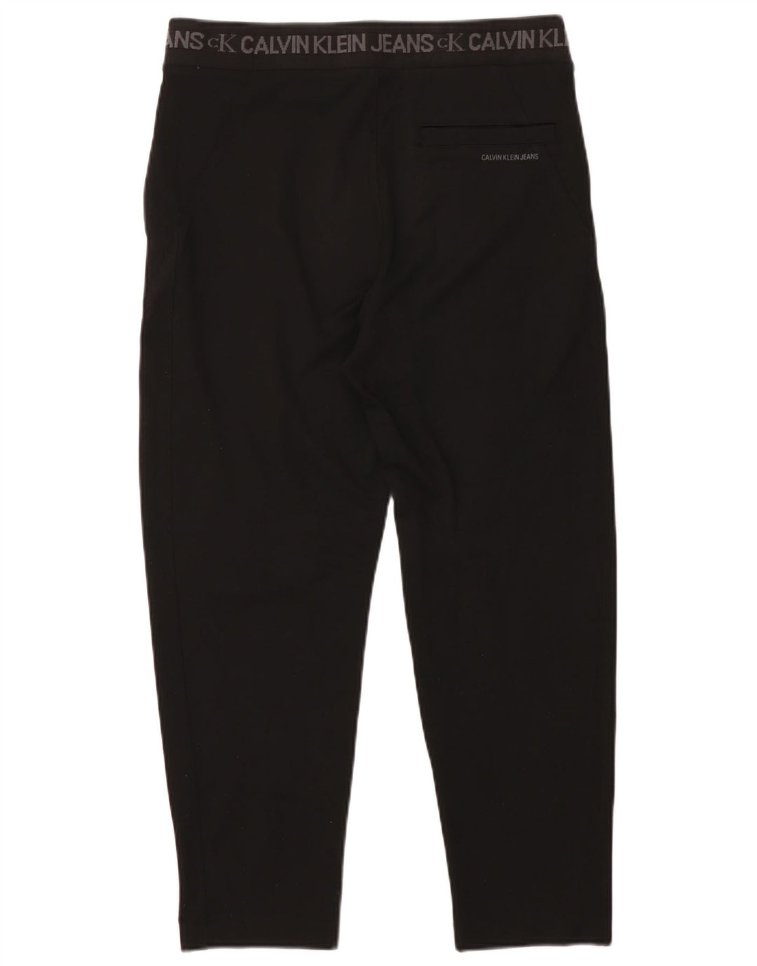Calvin Klein Mens Graphic Cropped Trousers Medium W32 L25 Black Polyester