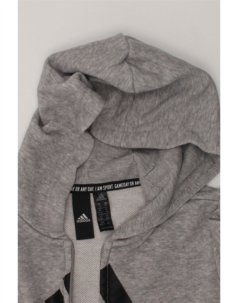 ADIDAS Girls Graphic Zip Hoodie Sweater 7-8 Years Grey Cotton | Vintage Adidas | Thrift | Second-Hand Adidas | Used Clothing | Messina Hembry 