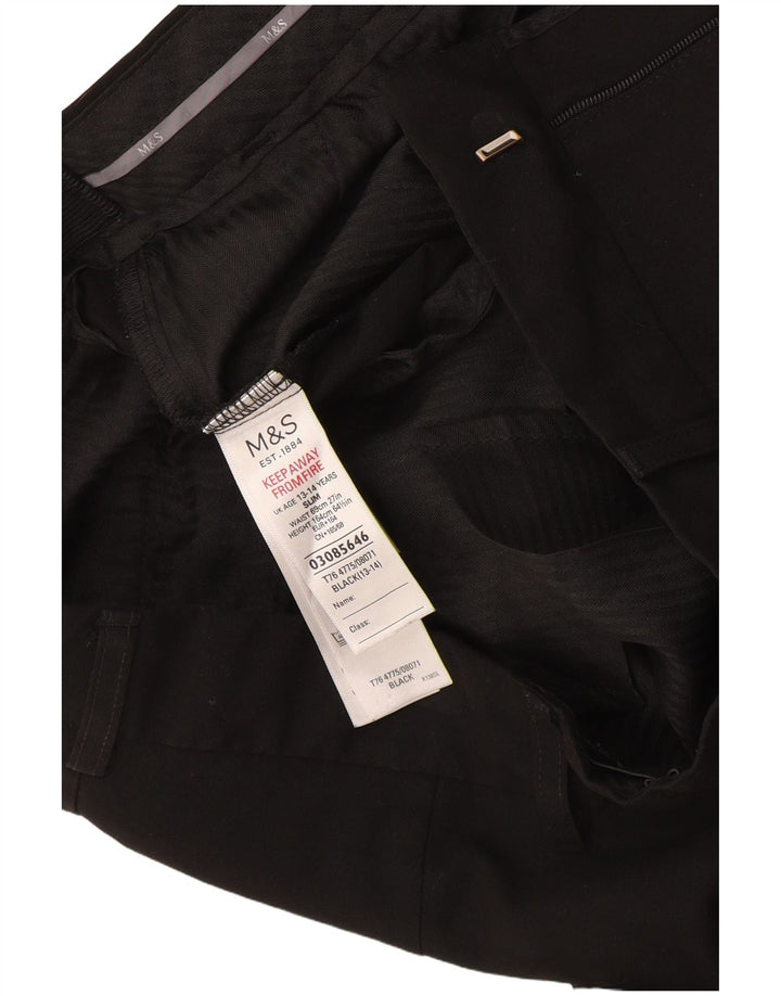 Marks & Spencer Boys Slim Suit Trousers 13-14 Years W30 L30 Black Polyester