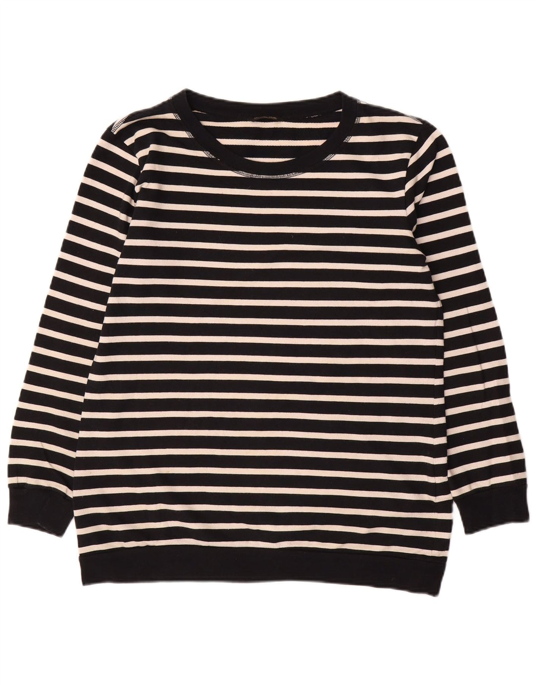 Massimo Dutti Womens Sweatshirt Jumper UK 10 Small Black Striped Cotton