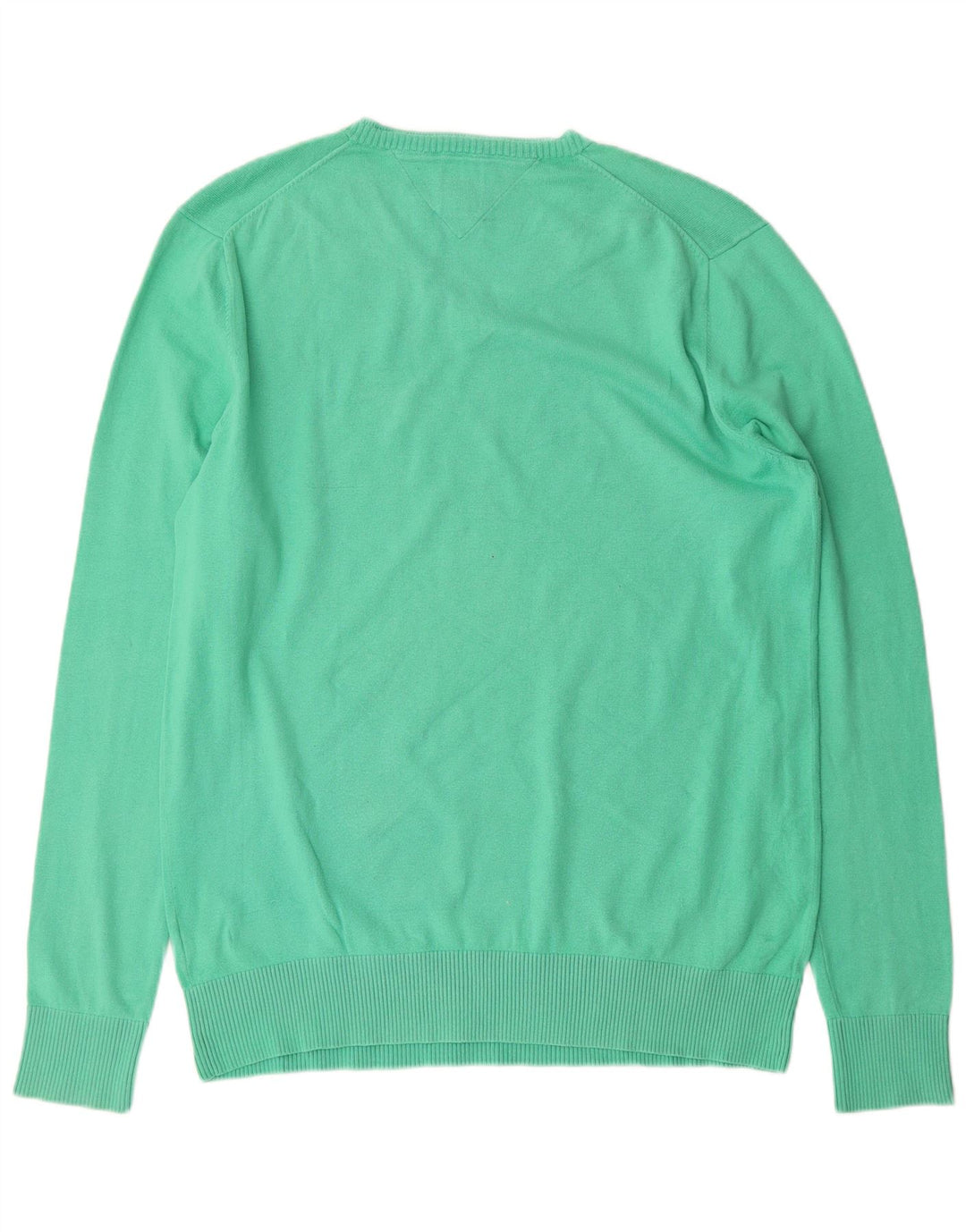 TOMMY HILFIGER Mens V-Neck Jumper Sweater 2XL Green Cotton Classic