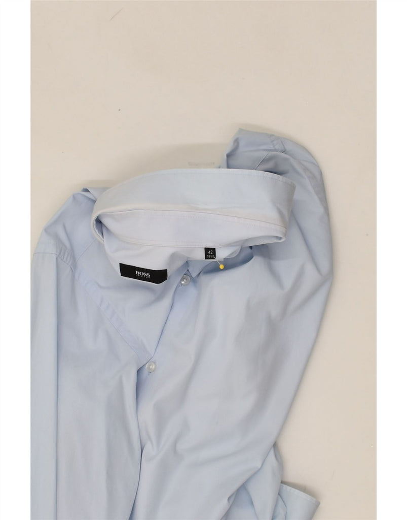 HUGO BOSS Mens Regular Fit Shirt Size 16 1/2 42 Large Blue Cotton | Vintage Hugo Boss | Thrift | Second-Hand Hugo Boss | Used Clothing | Messina Hembry 