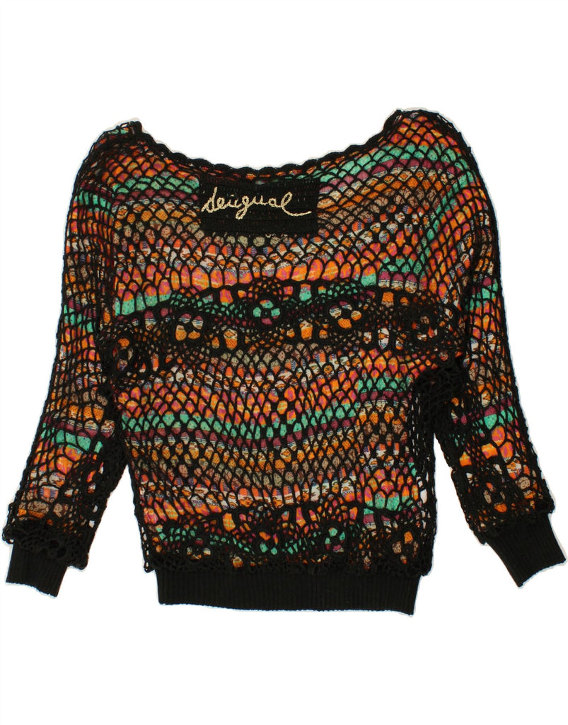 DESIGUAL Womens Boat Neck Jumper Sweater UK 14 Medium Multicoloured | Vintage Desigual | Thrift | Second-Hand Desigual | Used Clothing | Messina Hembry 