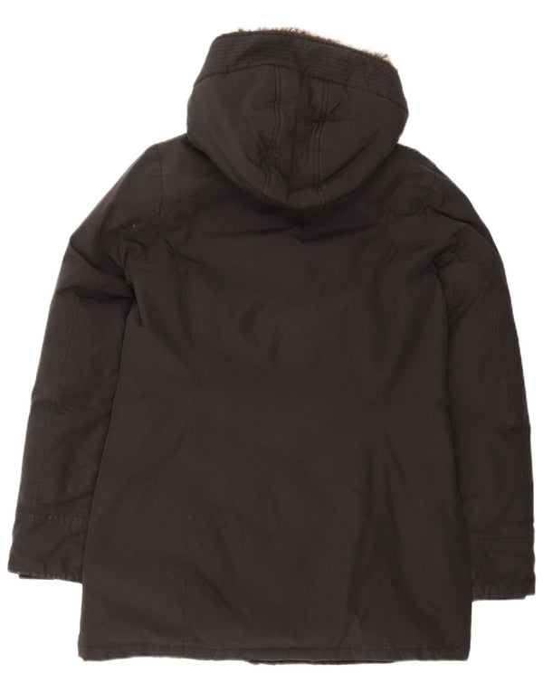 Woolrich Womens Hooded Padded Jacket UK 14 Medium Black Cotton