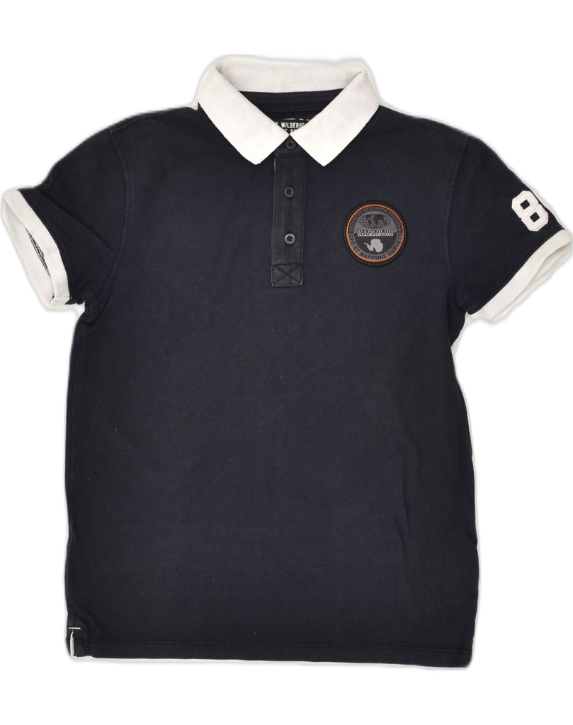 NAPAPIJRI Boys Polo Shirt 9-10 Years Navy Blue Cotton | Vintage Napapijri | Thrift | Second-Hand Napapijri | Used Clothing | Messina Hembry 