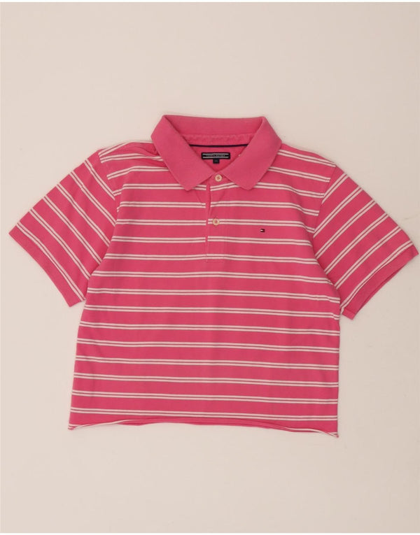 Tommy Hilfiger Girls Polo Shirt 15-16 Years Pink Striped