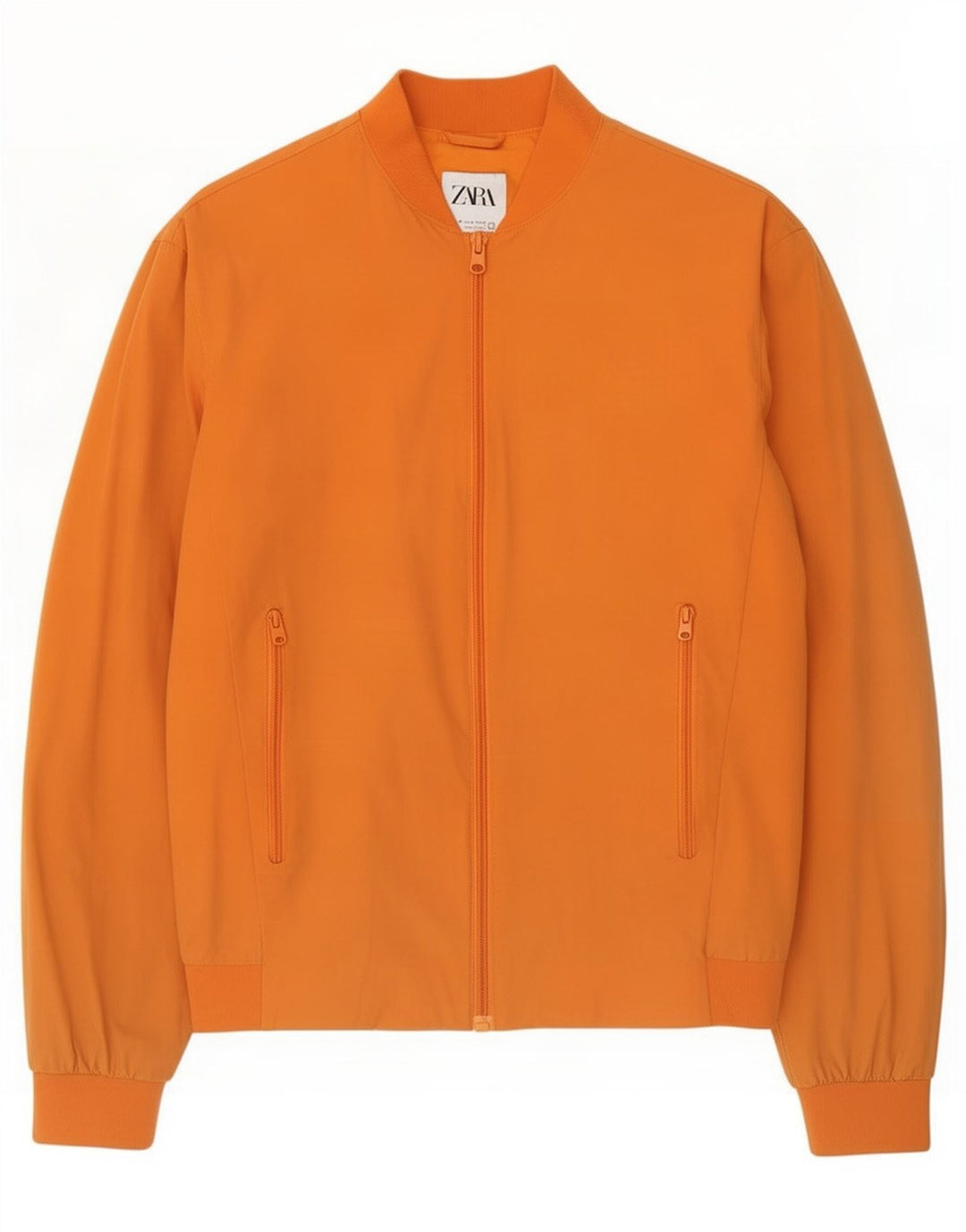 Zara Mens Bomber Jacket UK 38 Medium Orange Nylon