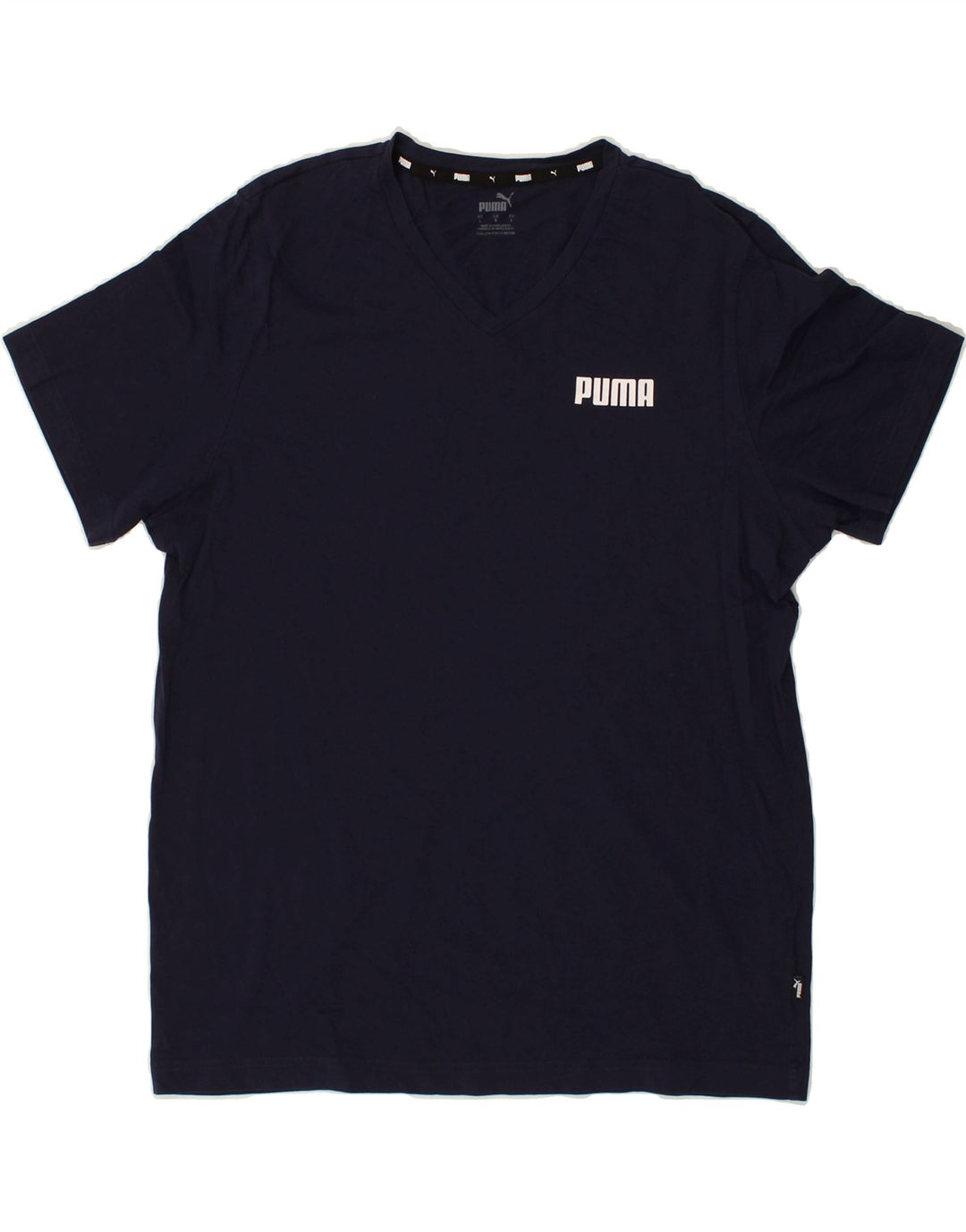 PUMA Mens T-Shirt Top Large Navy Blue Cotton | Vintage Puma | Thrift | Second-Hand Puma | Used Clothing | Messina Hembry 