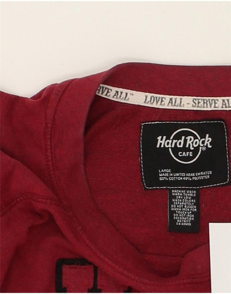 HARD ROCK CAFE Womens Barcelona Graphic Sweatshirt Jumper UK 16 Large Red | Vintage Hard Rock Cafe | Thrift | Second-Hand Hard Rock Cafe | Used Clothing | Messina Hembry 