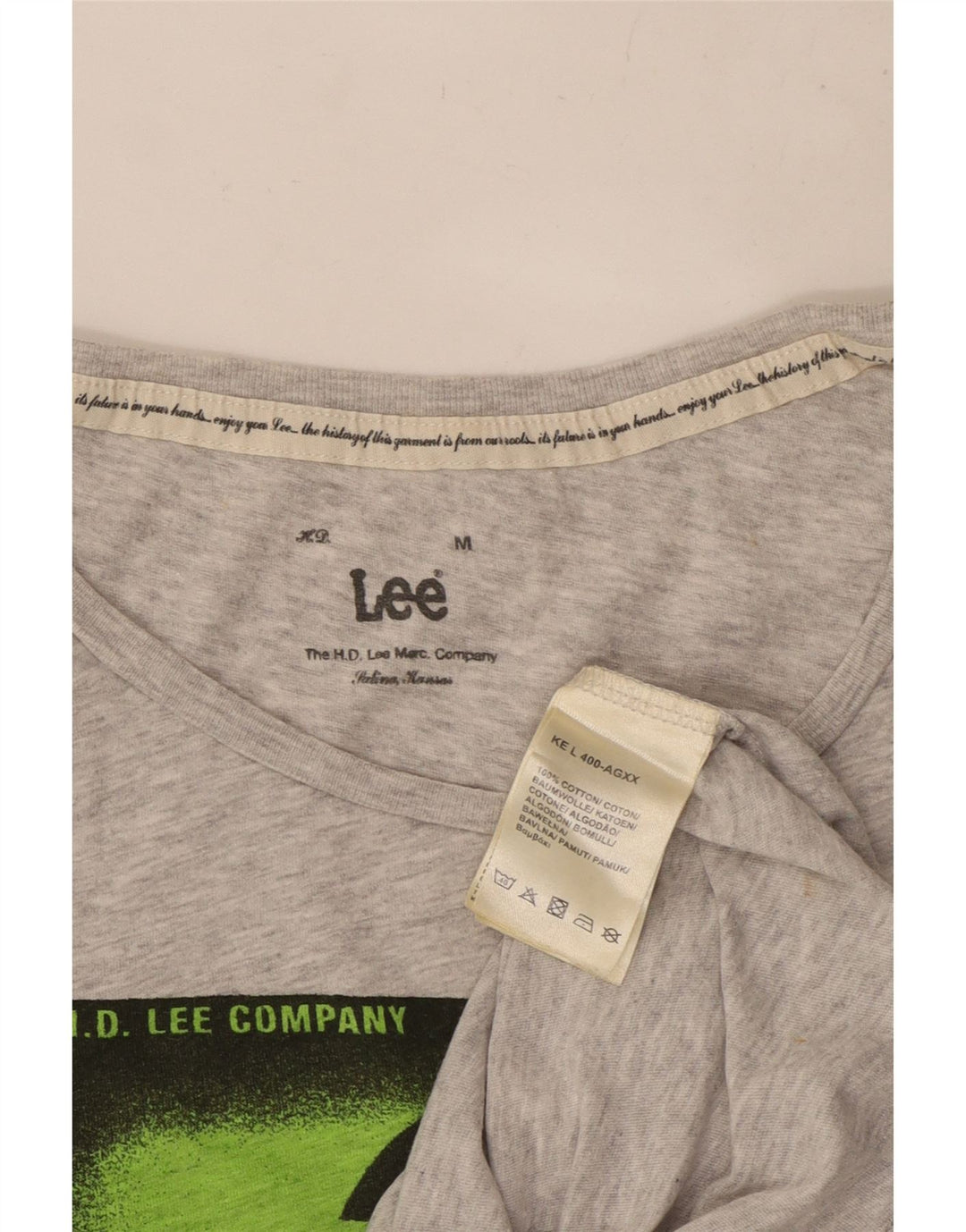 Lee Womens Graphic T-Shirt Top UK 12 Medium Grey Cotton