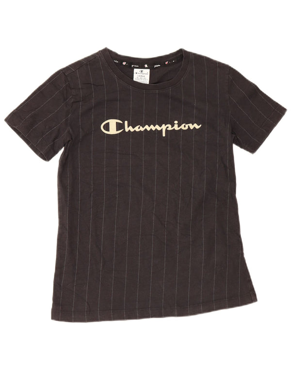Champion Boys Graphic T-Shirt Top 11-12 Years Large Black Pinstripe Cotton