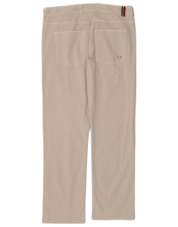 Fred Perry Mens Straight Casual Trousers IT 52 XL W34 L30 Grey Cotton