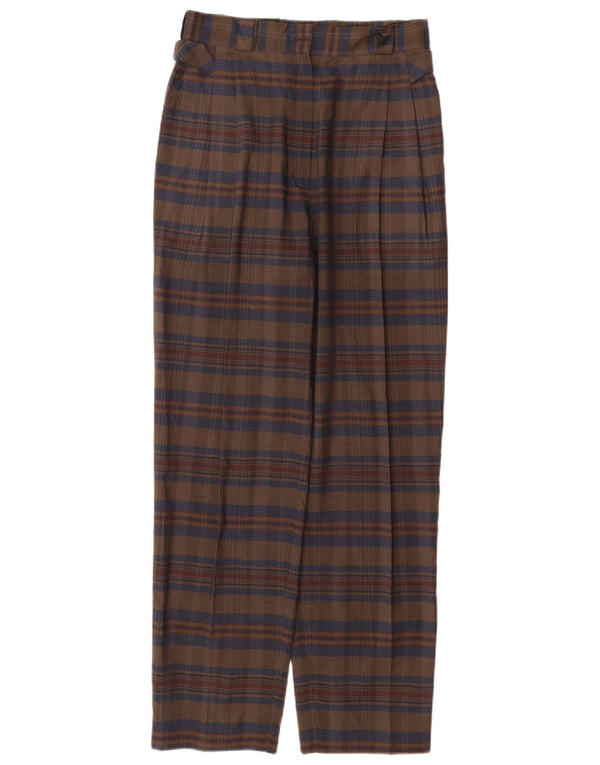 VINTAGE Womens High Waist Chino Trousers IT 44 Medium W26 L29 Brown Check