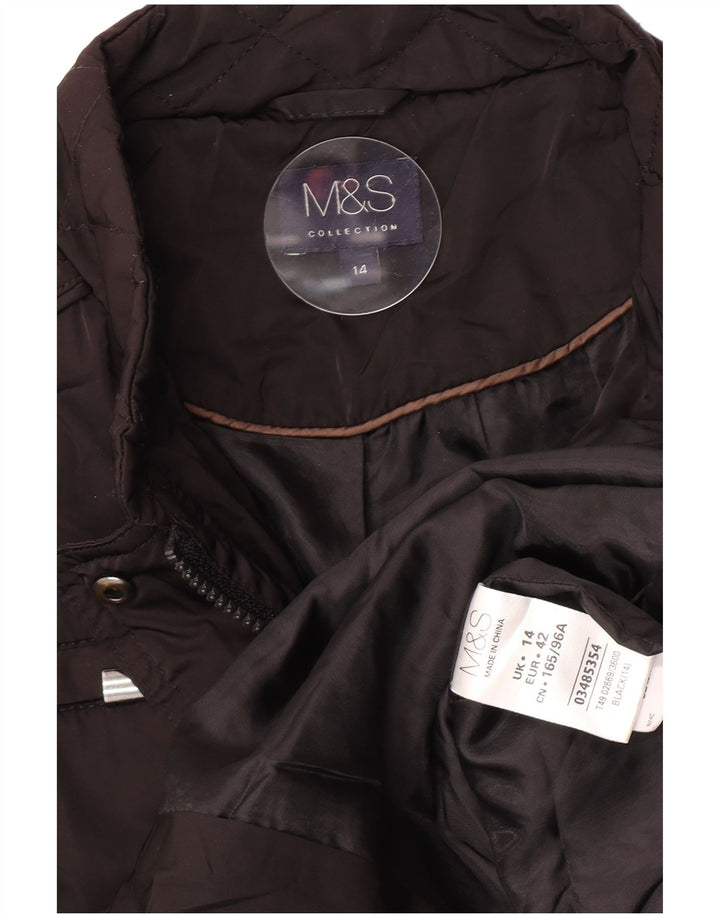 Marks & Spencer Womens Quilted Jacket UK 14 Large Black Polyester
