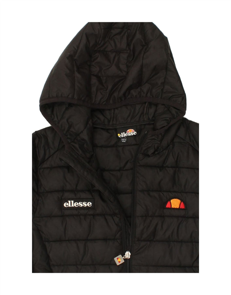 ELLESSE Womens Hooded Padded Jacket UK 12 Medium Black Polyester | Vintage Ellesse | Thrift | Second-Hand Ellesse | Used Clothing | Messina Hembry 