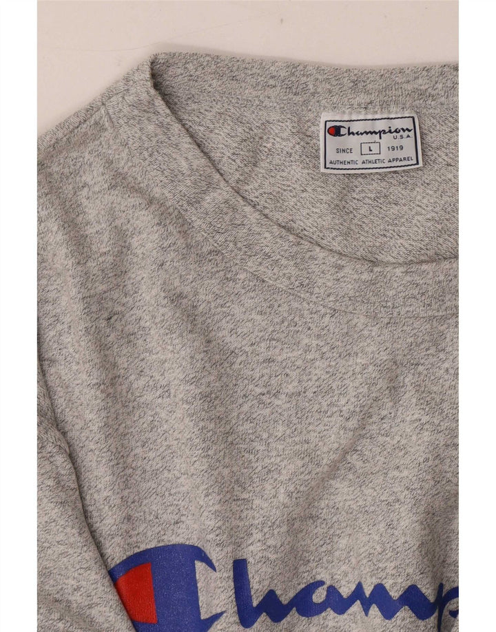 Champion Mens Graphic T-Shirt Top Large Grey Flecked