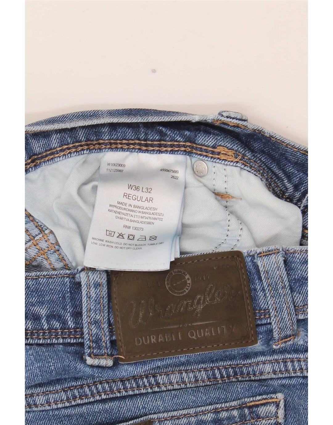 Wrangler Mens Regular Straight Jeans W36 L32 Blue Cotton