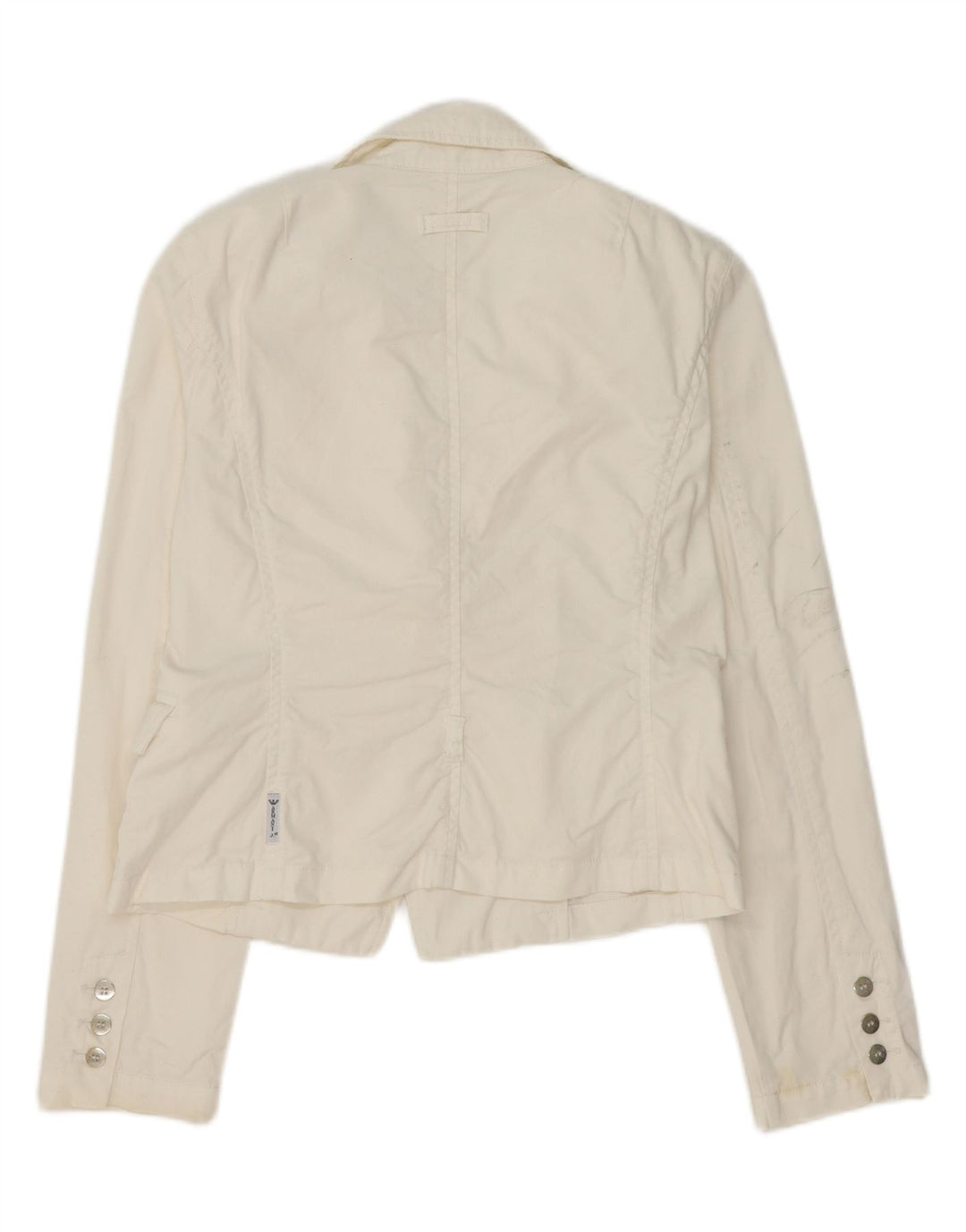 ARMANI JEANS Womens 3 Button Blazer Jacket EU 44 XL White Cotton Vintage Armani Jeans and Second-Hand Armani Jeans from Messina Hembry 