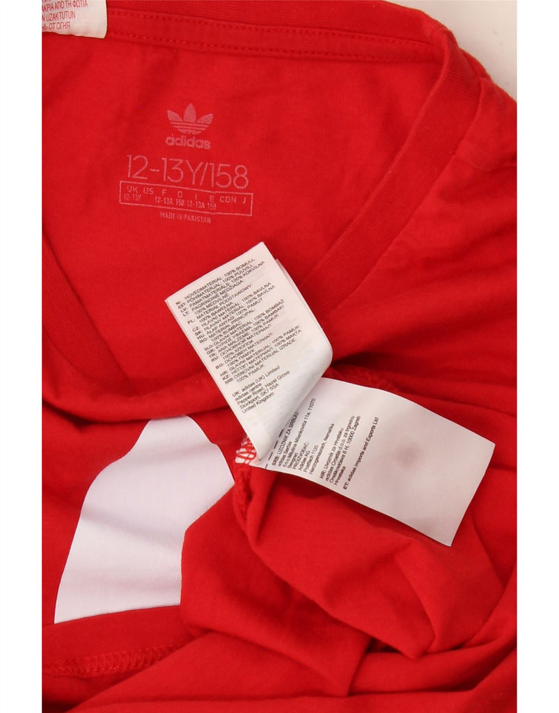 ADIDAS Boys Graphic T-Shirt Top 12-13 Years Red Cotton Vintage Adidas and Second-Hand Adidas from Messina Hembry 