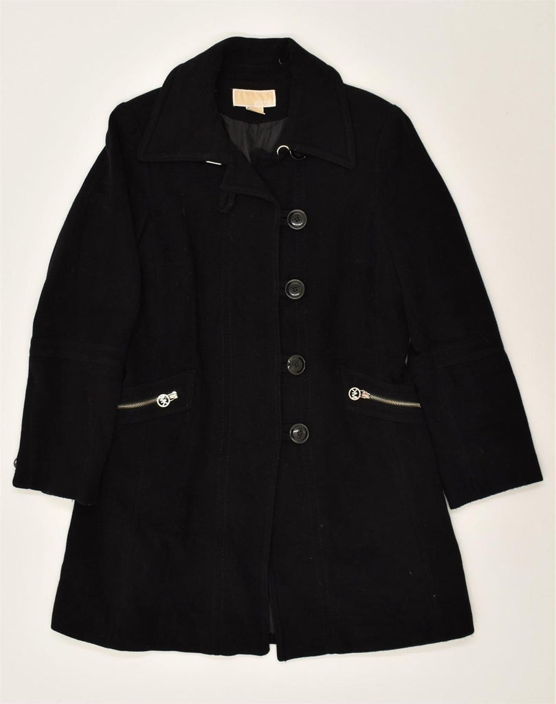 MICHAEL KORS Womens Overcoat US 10 Large Black Lambswool | Vintage Michael Kors | Thrift | Second-Hand Michael Kors | Used Clothing | Messina Hembry 