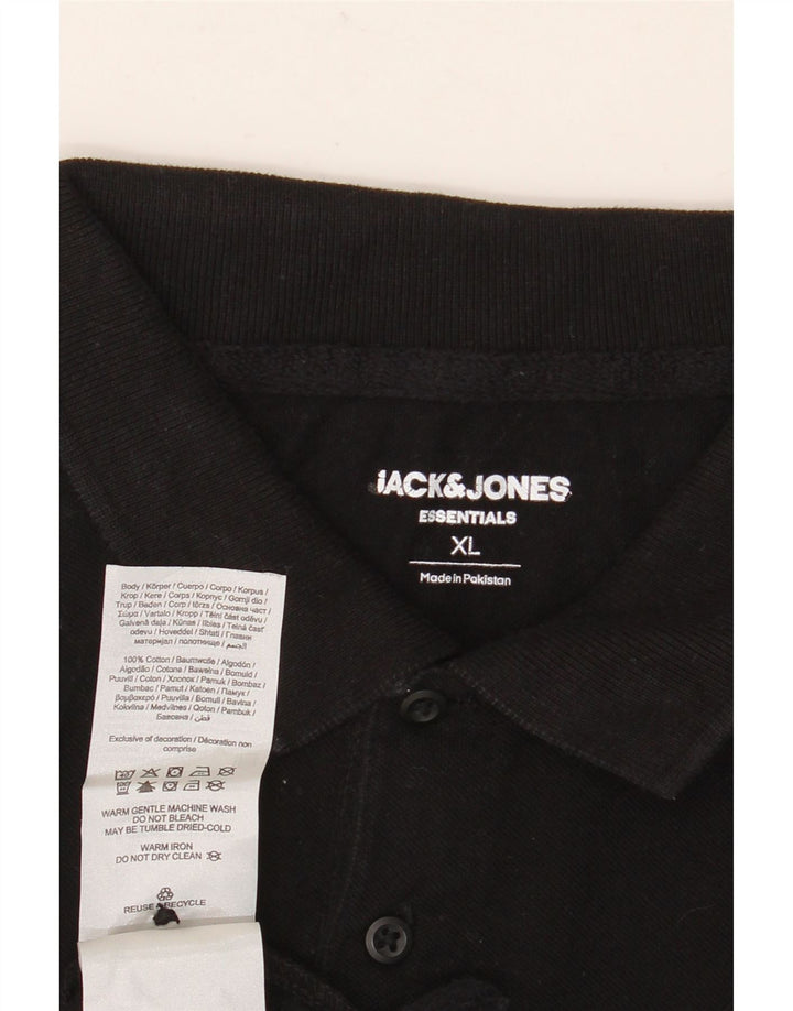 JACK & JONES Mens Polo Shirt XL Black Cotton