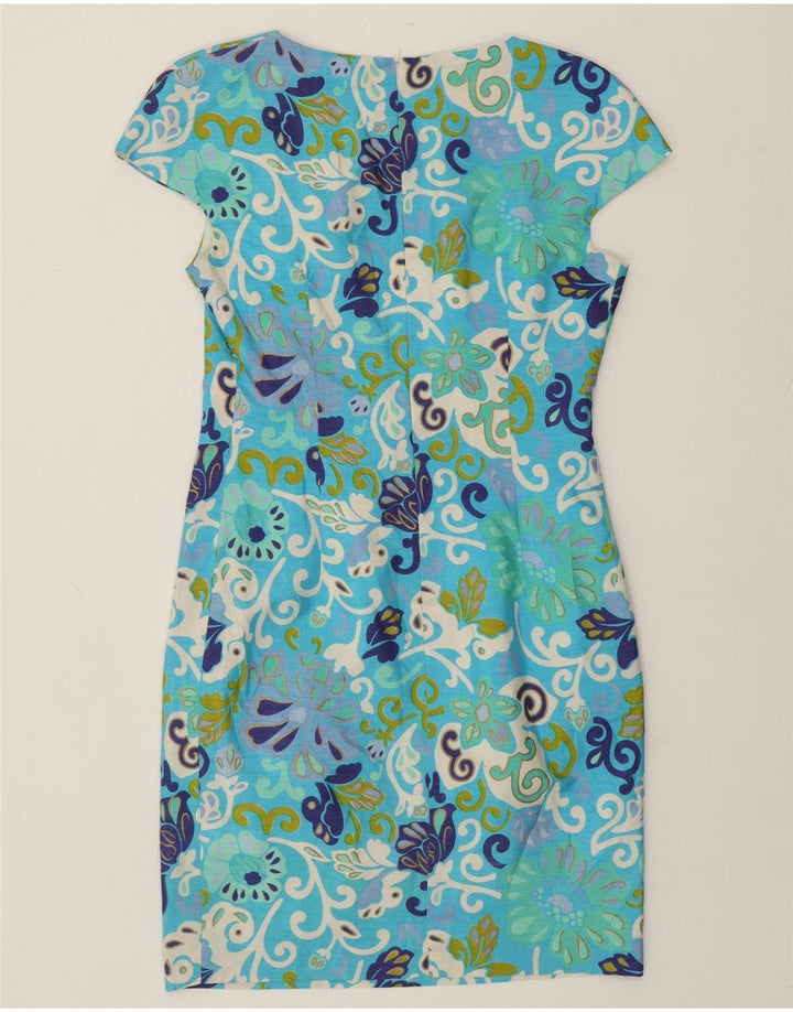 Vintage Womens Sheath Dress UK 10 Small Blue Floral