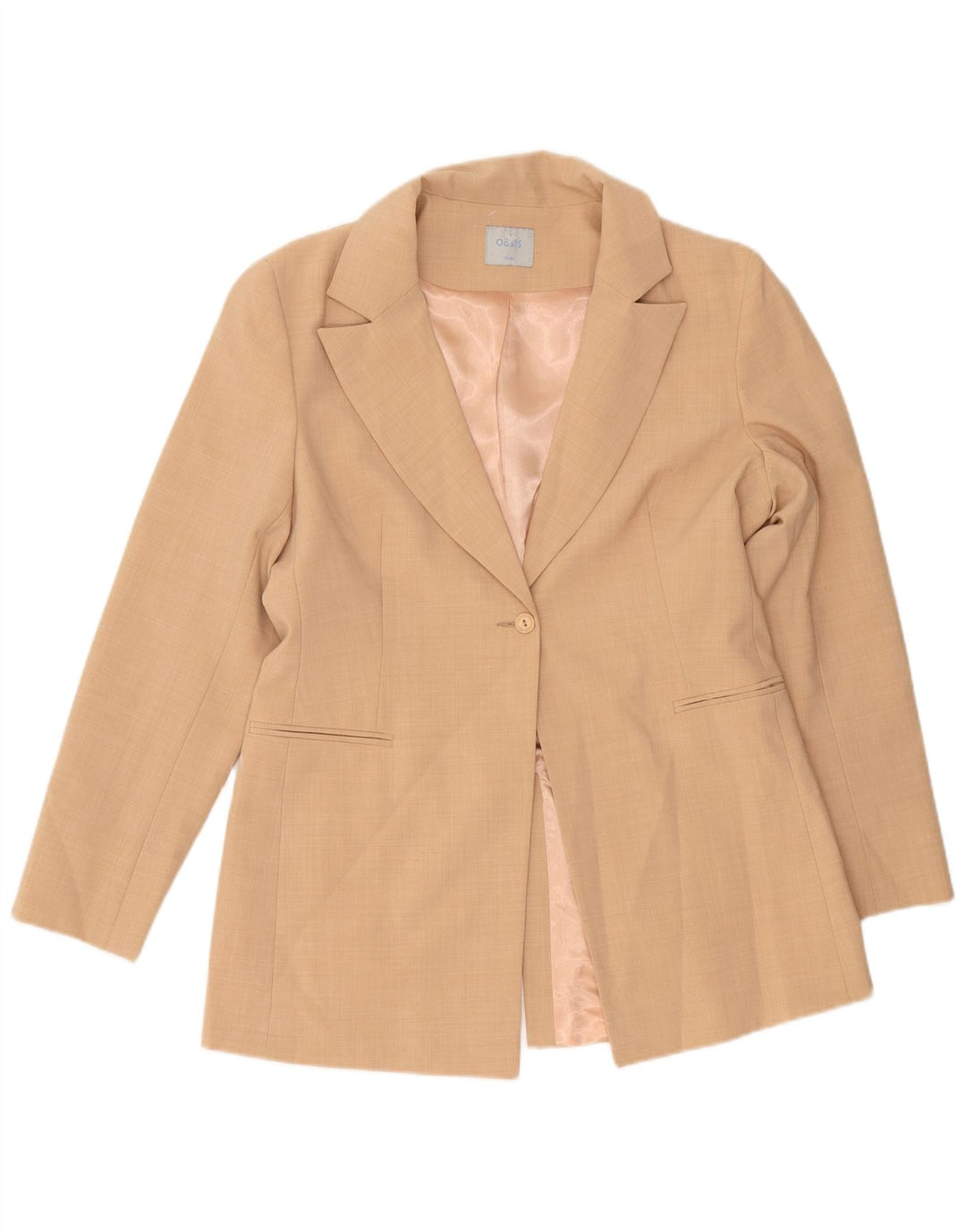 Oasis Womens 1 Button Blazer Jacket UK 14 Medium Beige Polyester