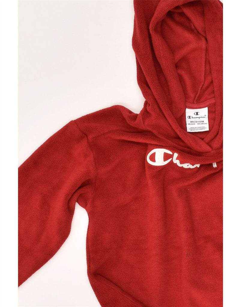 CHAMPION Boys Graphic Hooded Fleece Jumper 9-10 Years Medium Maroon | Vintage Champion | Thrift | Second-Hand Champion | Used Clothing | Messina Hembry 