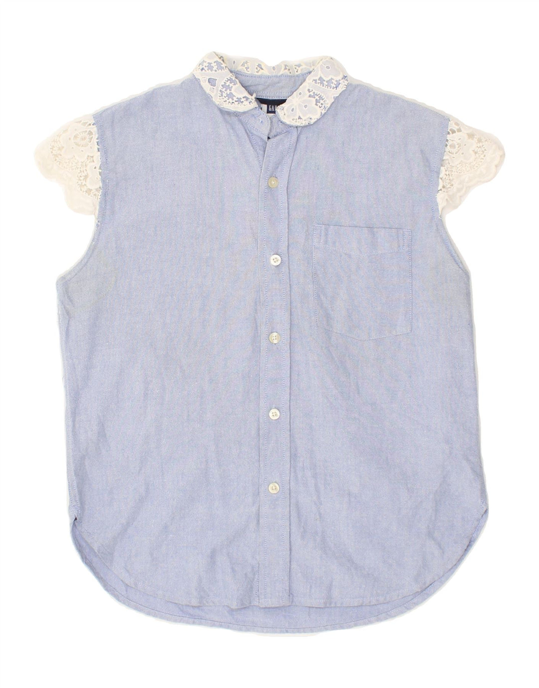 GAP Womens Short Sleeve Shirt UK 14 Medium Blue Cotton | Vintage Gap | Thrift | Second-Hand Gap | Used Clothing | Messina Hembry 