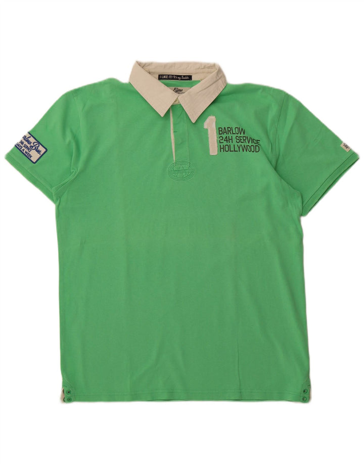 SCOTCH & SODA Mens Graphic Rugby Polo Shirt XL Green Cotton