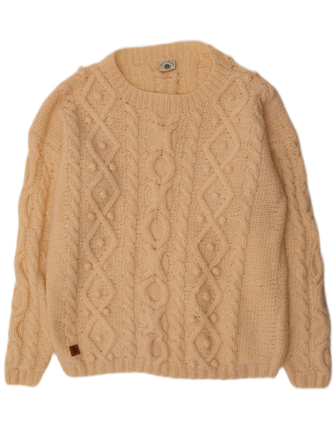 Pachamama Mens Boat Neck Jumper Sweater Large Off White Wool