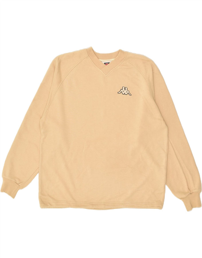 KAPPA Mens Graphic Sweatshirt Jumper Medium Beige | Vintage Kappa | Thrift | Second-Hand Kappa | Used Clothing | Messina Hembry 