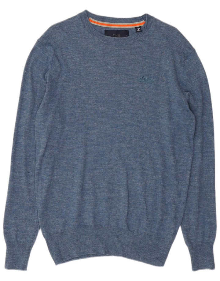 Superdry Mens Crew Neck Jumper Sweater Large Blue Cotton