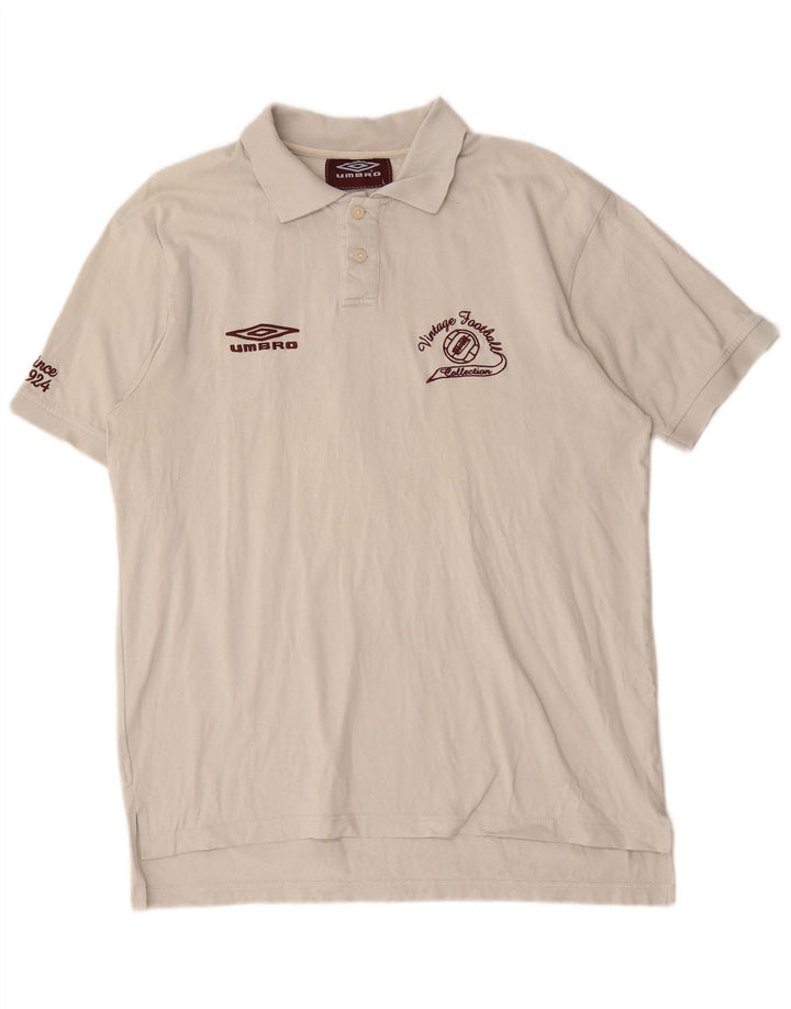 Umbro Mens Graphic Polo Shirt Large White Cotton