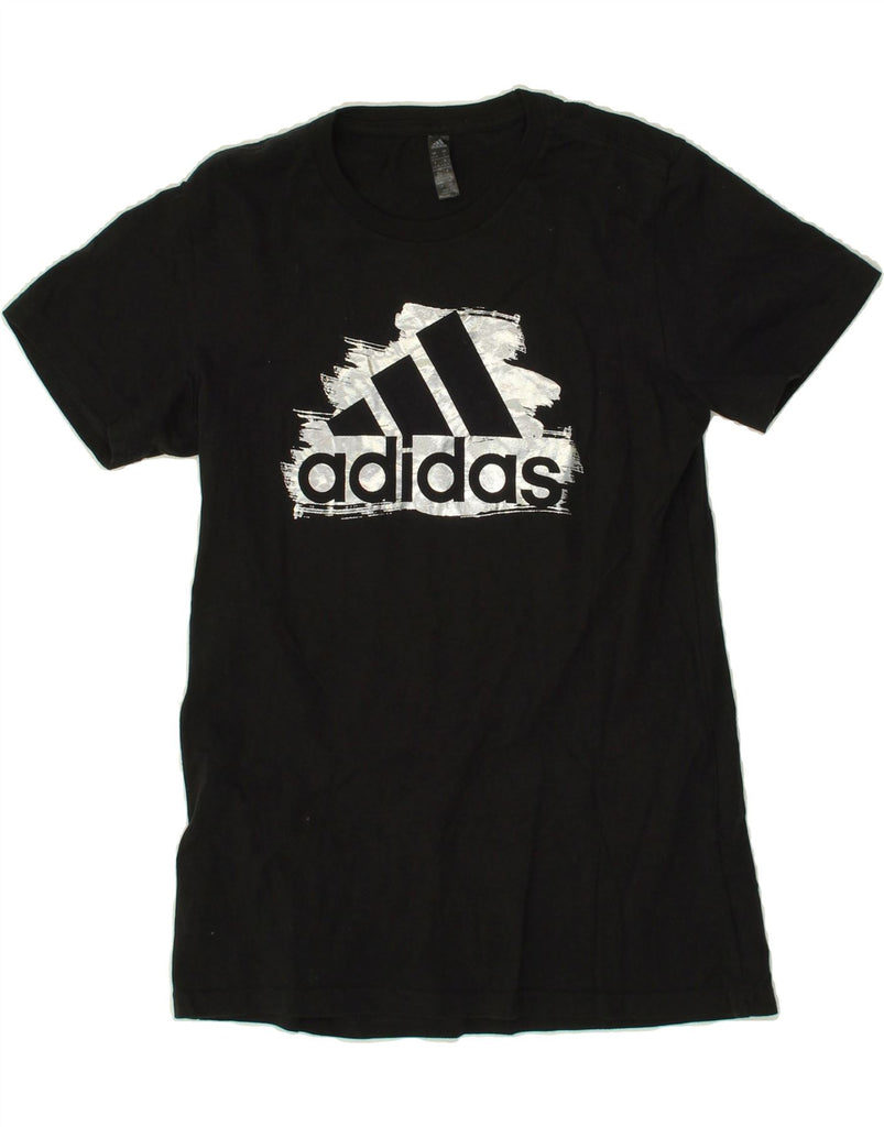 ADIDAS Womens Graphic T-Shirt Dress UK 8/10 Small  Black Cotton | Vintage Adidas | Thrift | Second-Hand Adidas | Used Clothing | Messina Hembry 