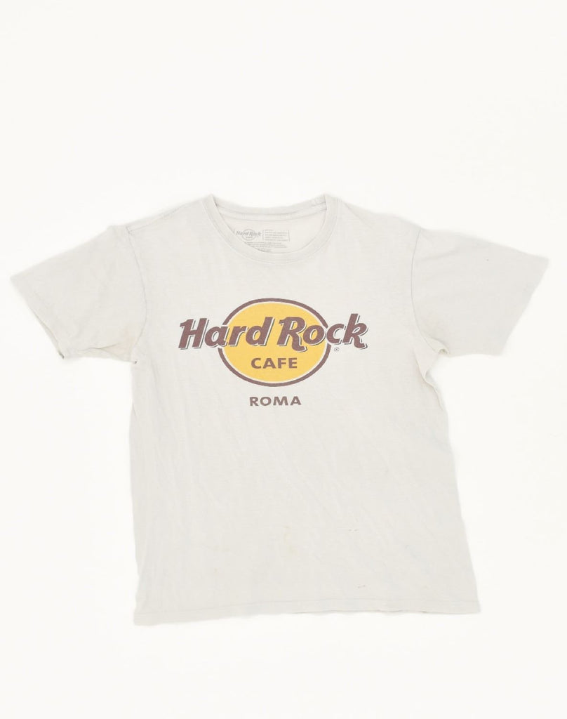 HARD ROCK CAFE Womens Roma Graphic T-Shirt Top UK 10 Small White Cotton | Vintage Hard Rock Cafe | Thrift | Second-Hand Hard Rock Cafe | Used Clothing | Messina Hembry 