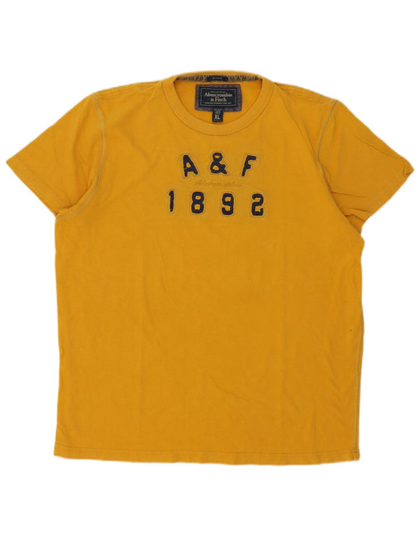 Abercrombie & Fitch Mens Muscle Fit Graphic T-Shirt Top XL Yellow Cotton