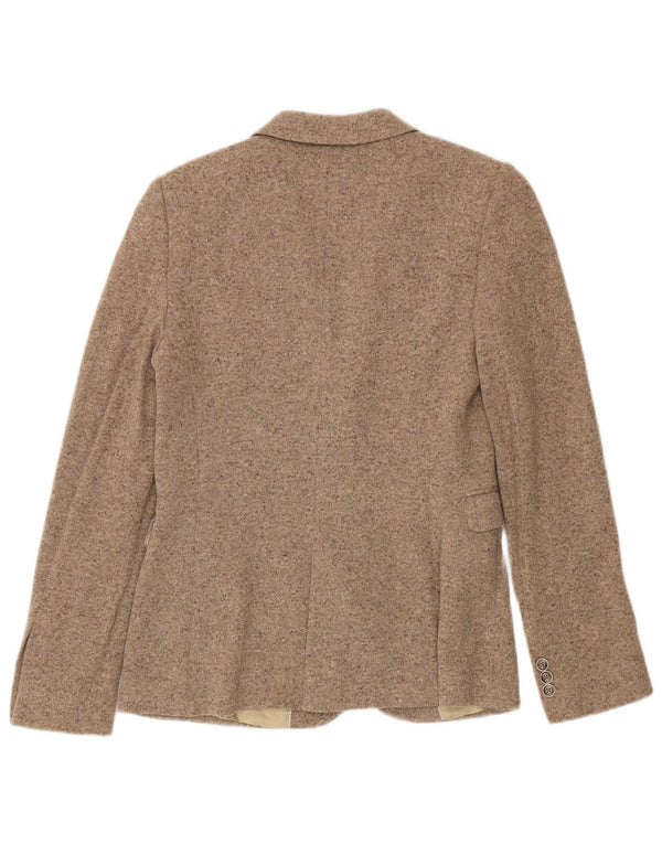 Massimo Dutti Womens Knit 2 Button Blazer Jacket EU 40 Medium Beige Flecked