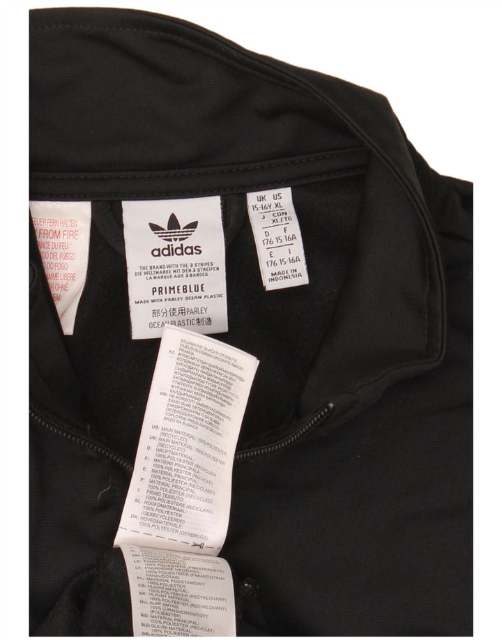 Adidas Boys Tracksuit Top Jacket 15-16 Years Black Polyester