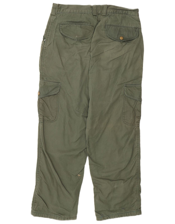 Vintage Mens Straight Cargo Trousers IT 48 Medium W30 L26 Khaki Cotton