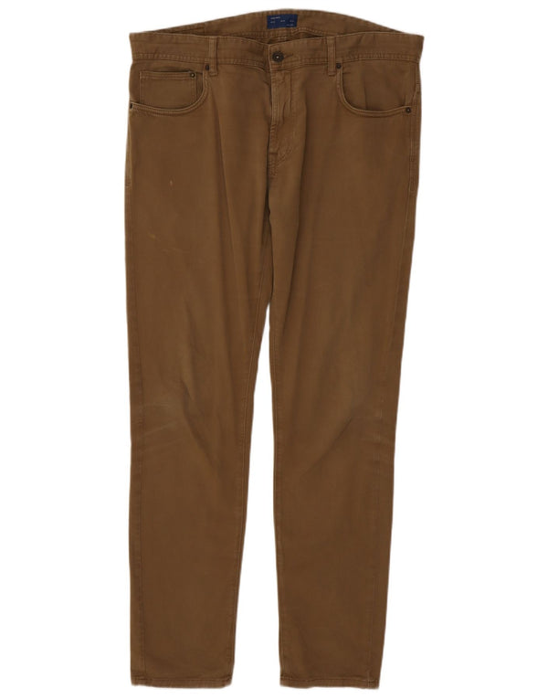 Zara Mens Slim Fit Casual Trousers EU 46 XL W36 L31 Brown