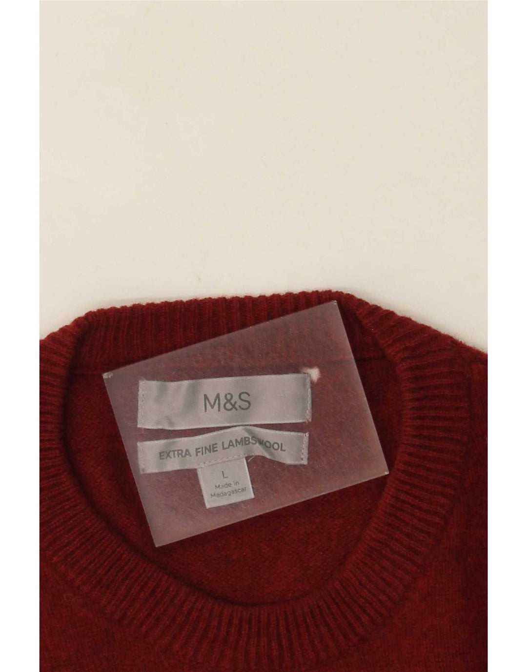 Marks & Spencer Mens Crew Neck Jumper Sweater Large Burgundy Lambswool